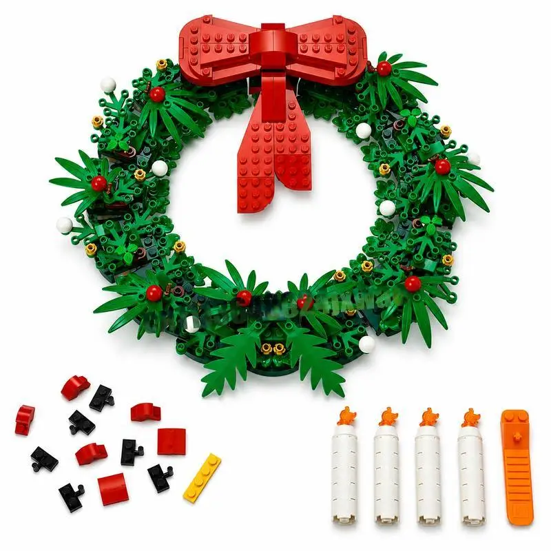 510PCS Dual Purpose Christmas Wreath Custom Model Standard Size Building Blocks DIY Holiday Ornament Collection Educational Gift