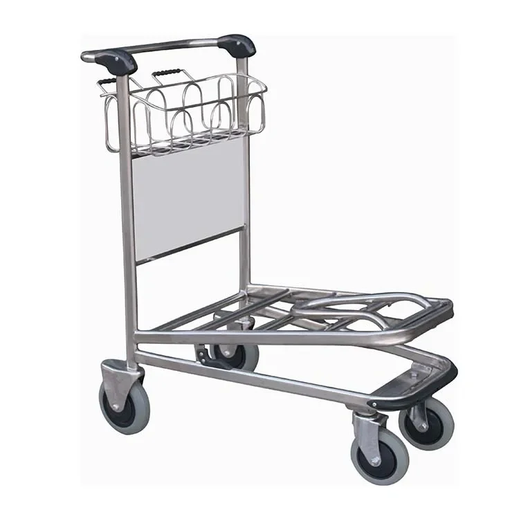 Three Wheel Airport Passenger Luggage Stainless Steel Airport Trolley Cart