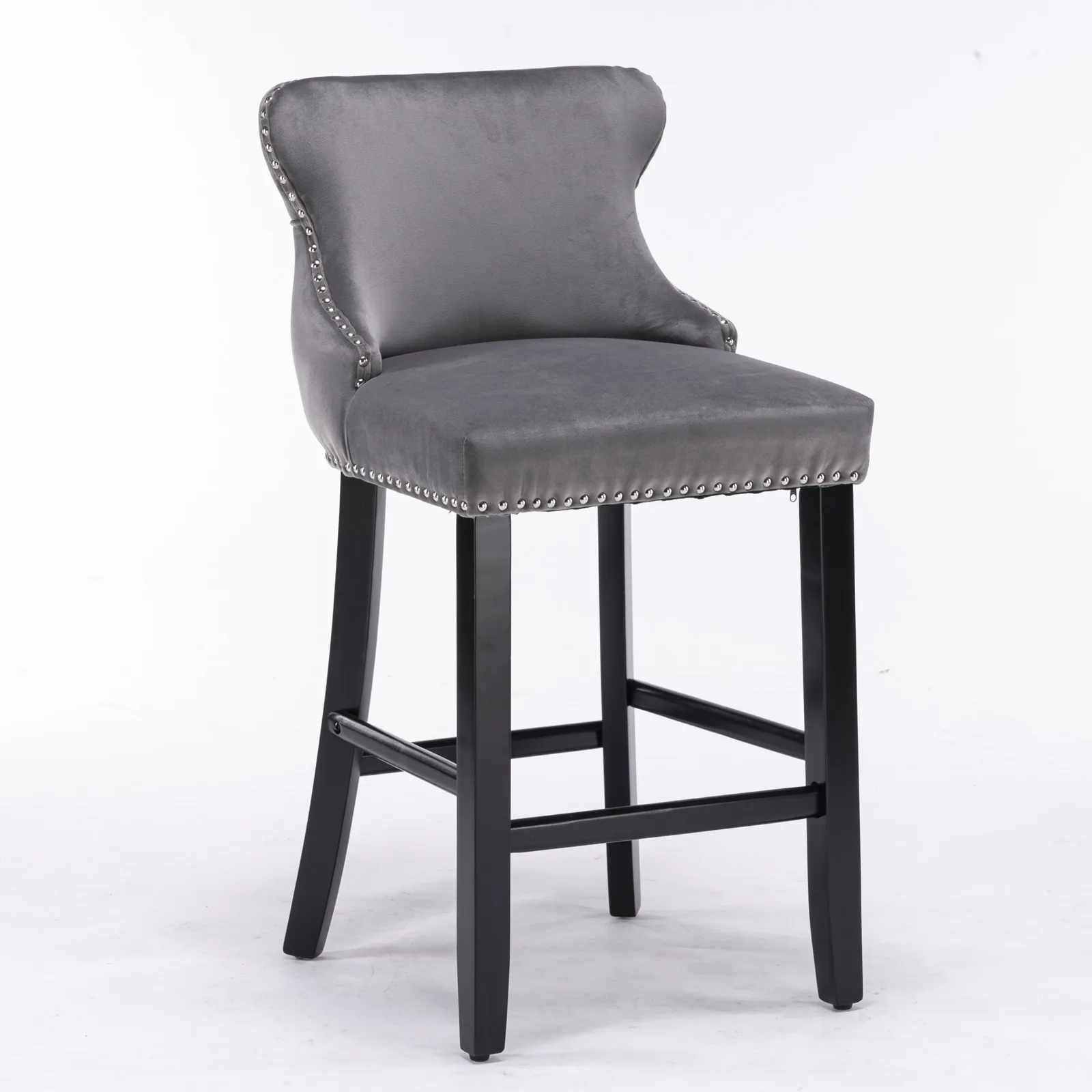 

NEW 26.7''H Counter Height Bar Stools Set of 2 Velvet Tufted High Bar Stools with Back and Footrest, Upholstered Bar Tall Chairs