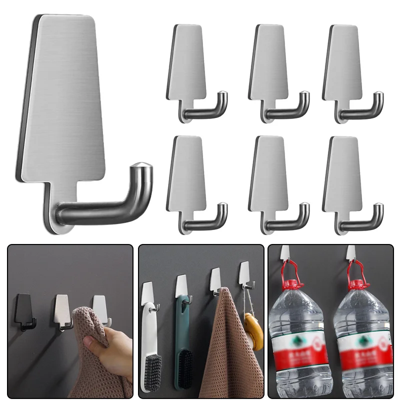 Stainless Steel Punch free pine hook Wall Coat Rack Key Holder Rack Towel Hooks Clothes Rack Hanging Hooks Bathroom Accessories