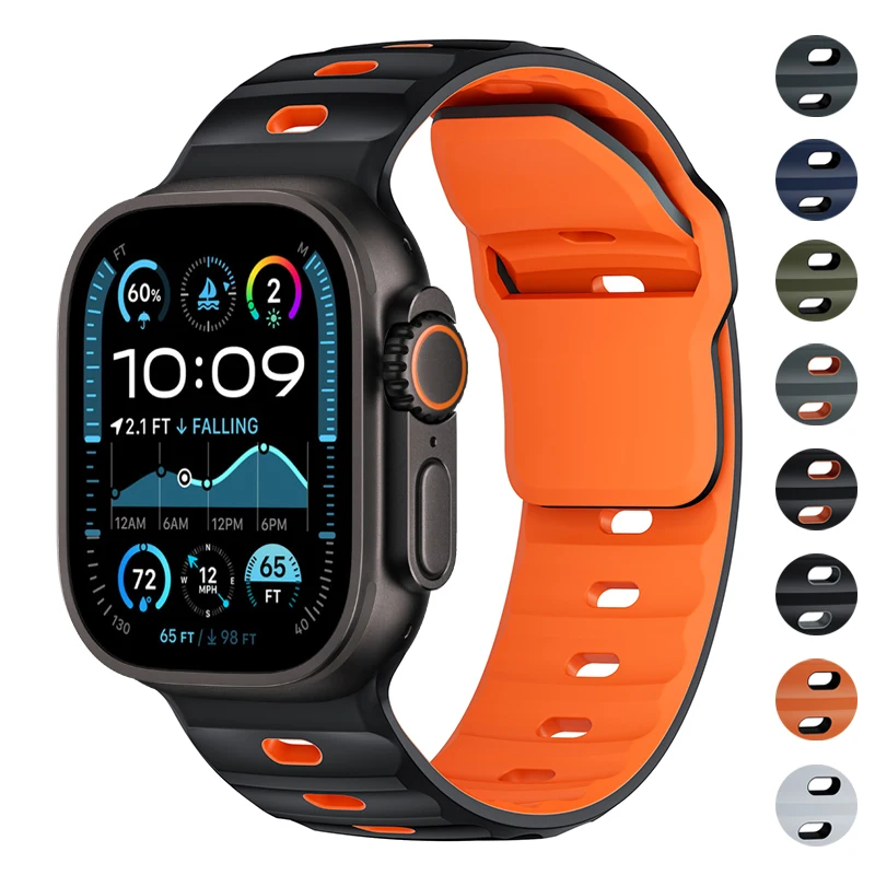 الرياضة سيليكون حزام ل سوار ساعة يد آبل 45 مللي متر 44 مللي متر 42 مللي متر 46 مللي متر 49 مللي متر سوار كوريا IWatch سلسلة 10 SE 9 8 7 6 الترا 2 الفرقة 49 مللي متر