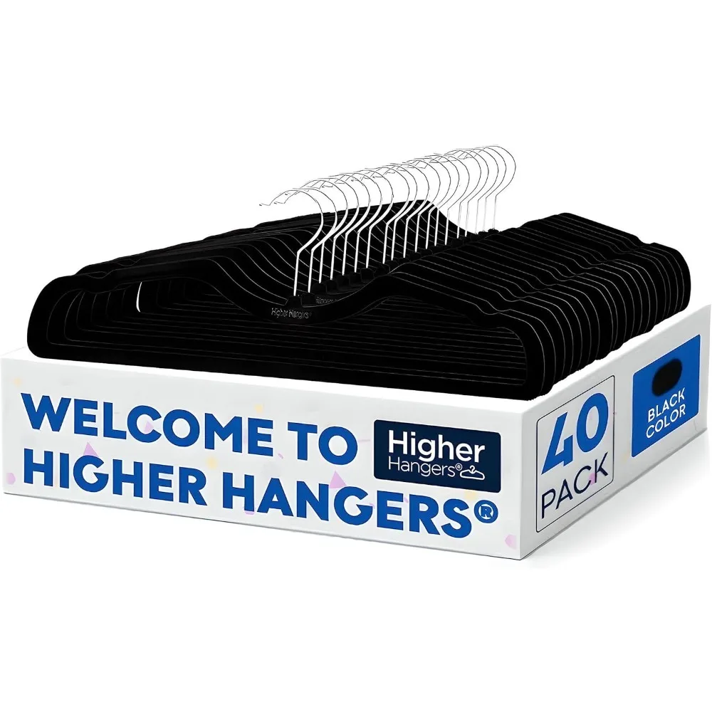 

Higher Hangers Non-Slip Velvet Hangers, Slimline Space Saving Hangers for Clothes, Closet Organizer for College Dorms