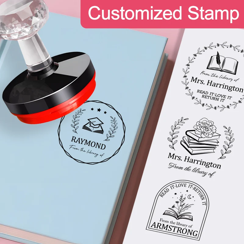 

‌ Персонализированный штамп учителя с дизайном Ex Libris — настраиваемая печать библиотечной книги для образователей и академических учреждений