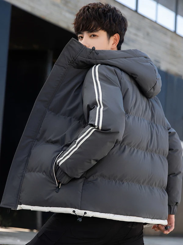 

Мужская утепленная свободная хлопковая куртка с капюшоном, теплая, модная, в городском стиле, с длинными рукавами, на молнии, стандартной длины