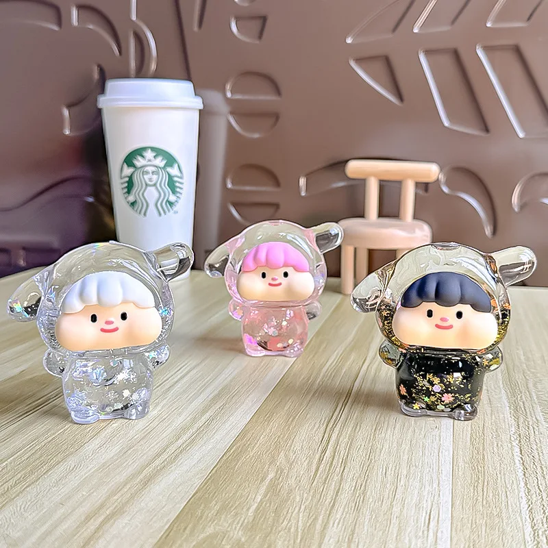 Candy Puppy Night Light Toys Cute Cartoon Design PVC Flowing Sand in Oil Style Desktop Decoration Glow in the Dark 8cm