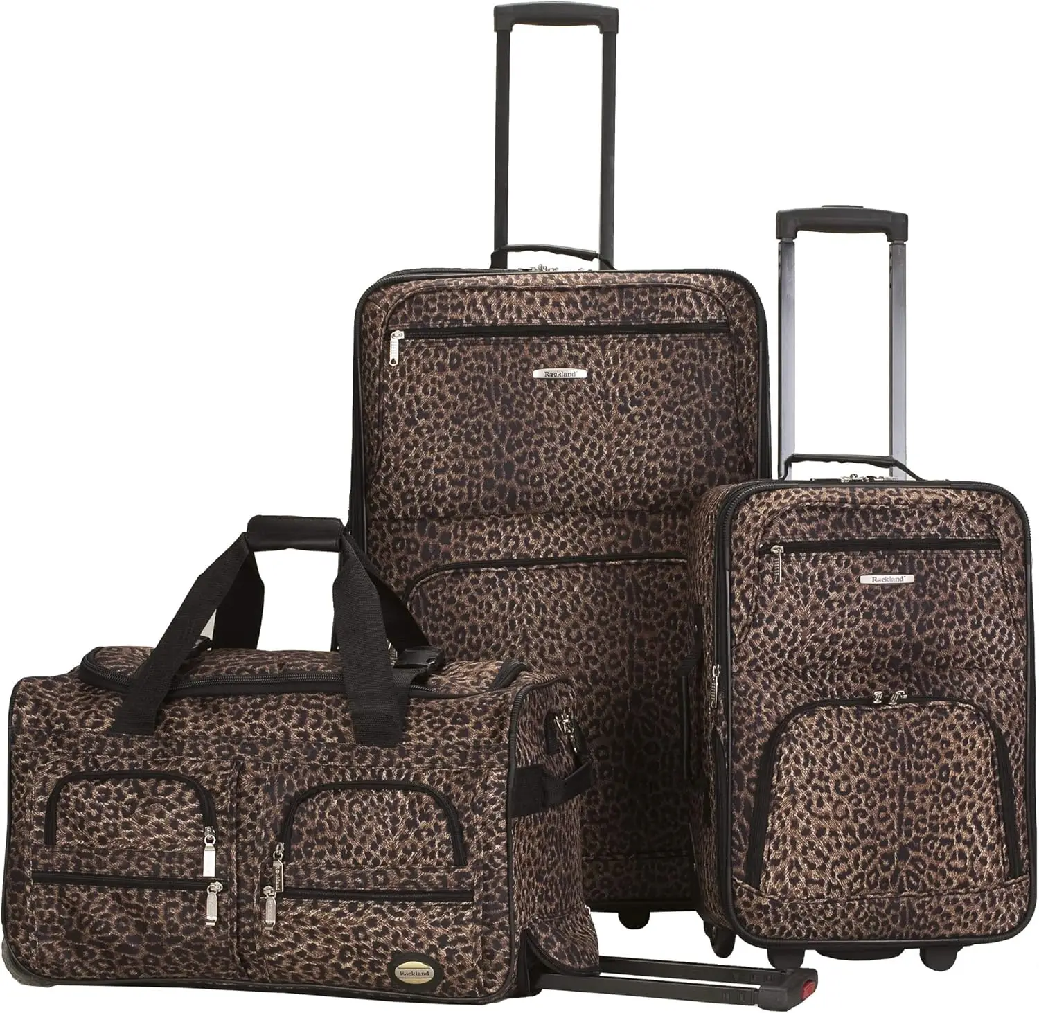 

Expandable 3-Piece Upright Luggage Set, Lightweight with Telescopic Handle & Wheels in Leopard Print (20/22/28)
