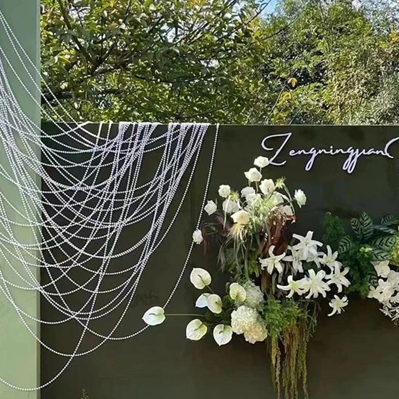 5 متر/مجموعة مقلد اللؤلؤ سلسلة الزخرفية 4/5/6 مللي متر حجم المتاحة الأبيض التعميم اللؤلؤ سلاسل تزيين المواد اليدوية ZYF