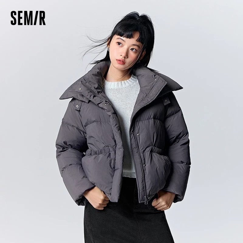 Semir Down Jacket Women Design Fashionable Versatile 2023 Winter New Gentle Solid Color Loose Stand Collar Jacket