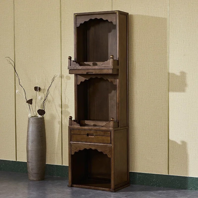 Three-Layer Buddha Shrine Solid Wood Altar Cabinet Household Shrine Clothes Closet God of Wealth Landlord Worship Table