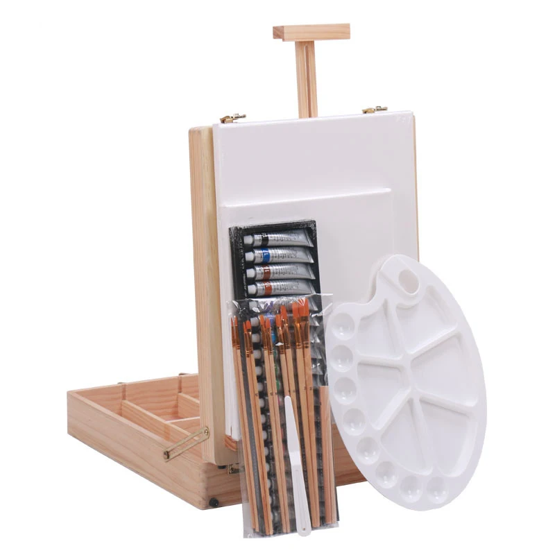 Tabletop Box Easel Acrylic 100% Wood Set 52 Piece Set 