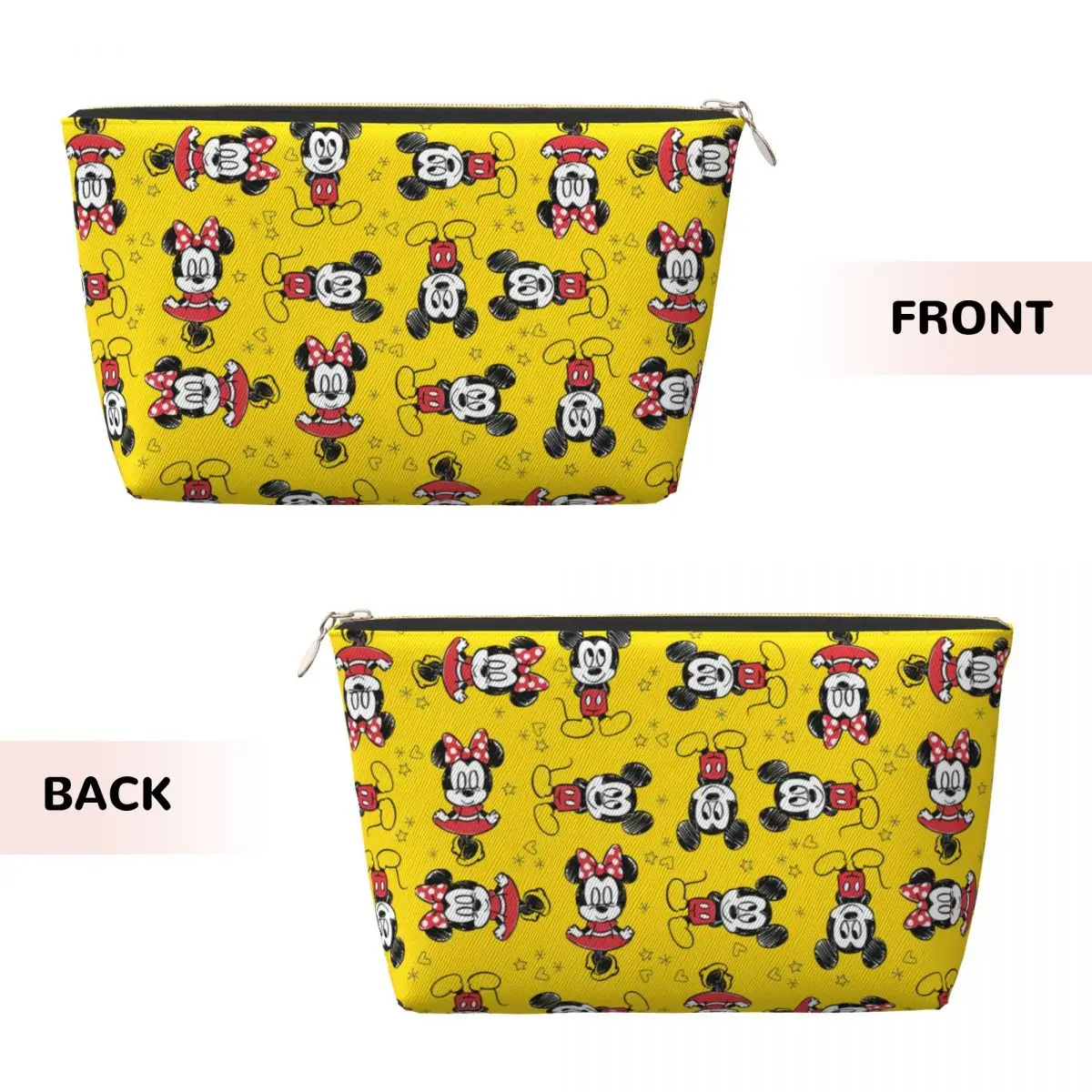 Custom Sunshine Mickey Minnie Mouse Cosmetic Bag Women Fashion Big Capacity Cartoon Makeup Case Beauty Storage Toiletry Bags