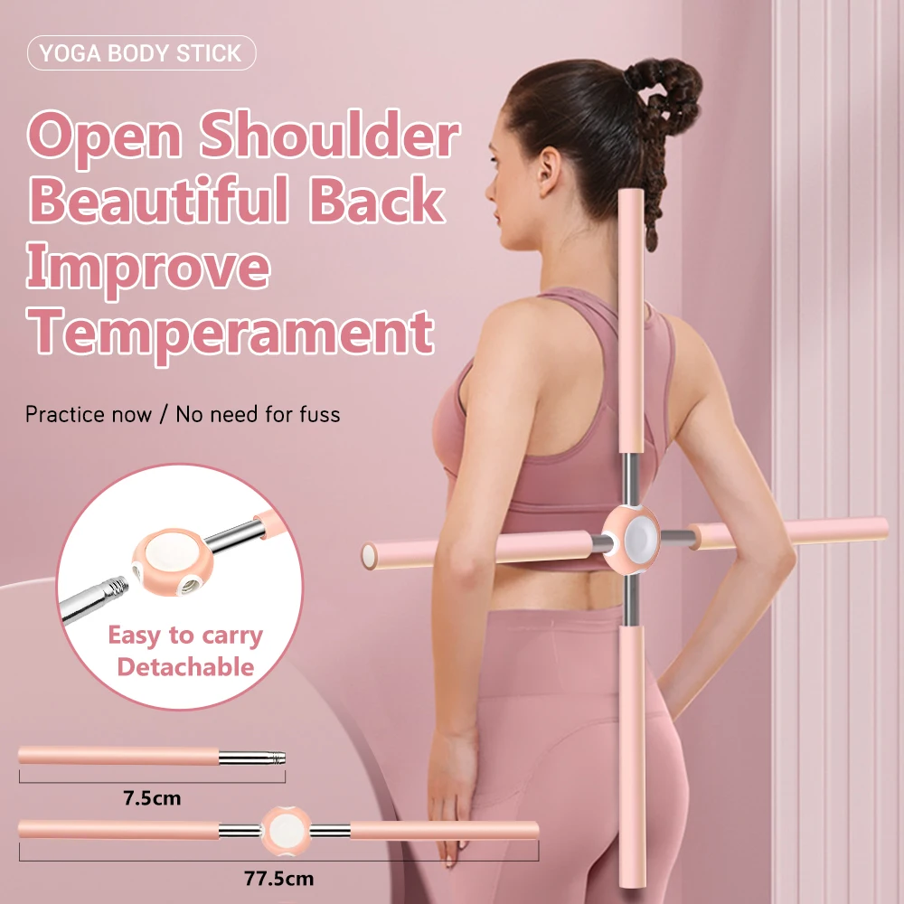 

Adjustable Yoga Sticks Stretching Humpback Correction Stick Open Shoulder Beauty Back Bar Bodybuilding Back Posture Corrector