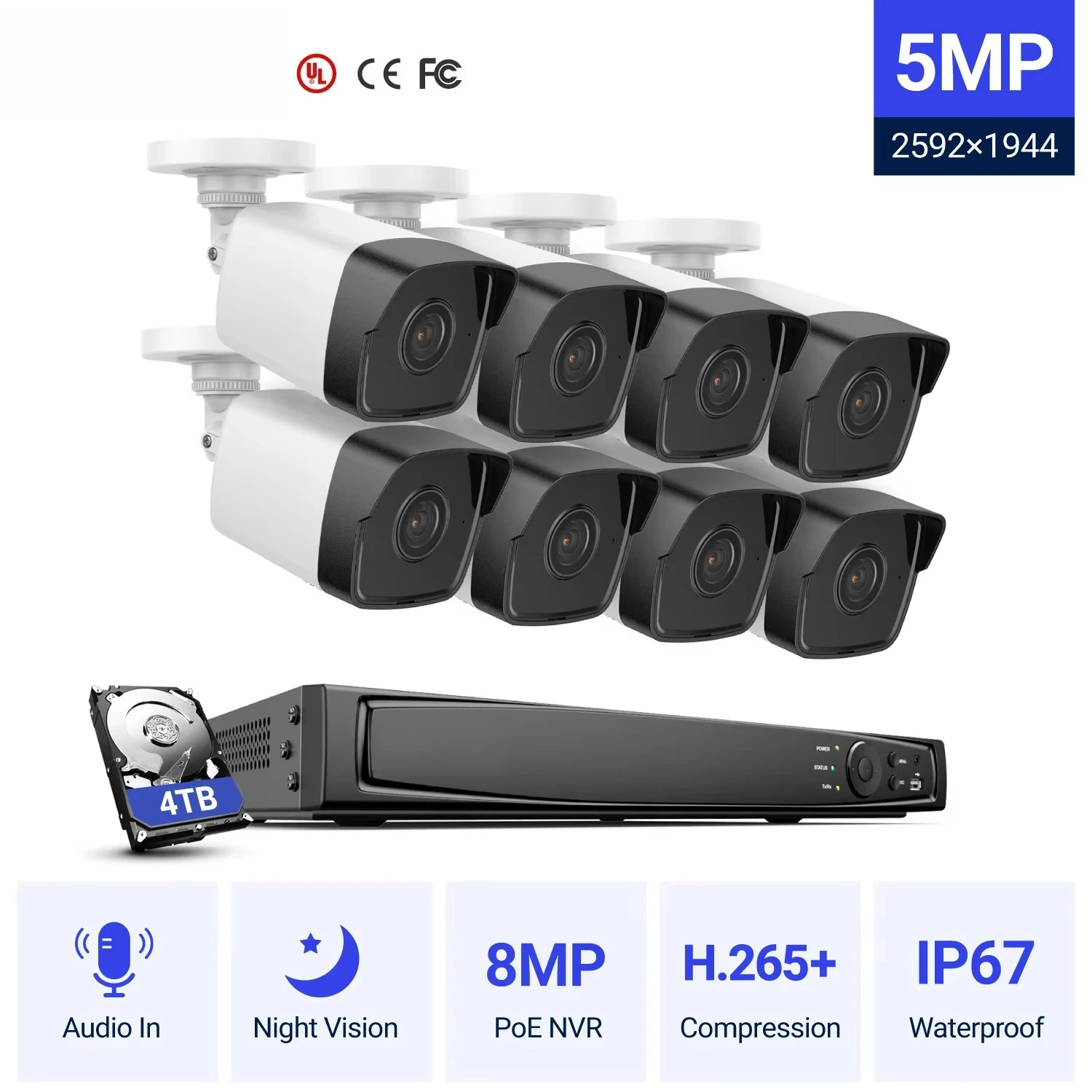 ANNKE 16CH 12MP نظام NVR احترافي 3K 5MP 8 قطعة IP POE ميكروفون صوت ذكي صناعي CCTV مع قرص 4t