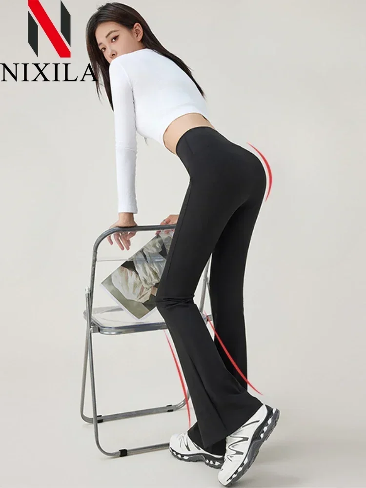 Women's Knit High Waist Micro Flared Elegant Leggings Slim-Fitting Casual Trousers Sexy Legging Pants Sweatpants Women Clothing