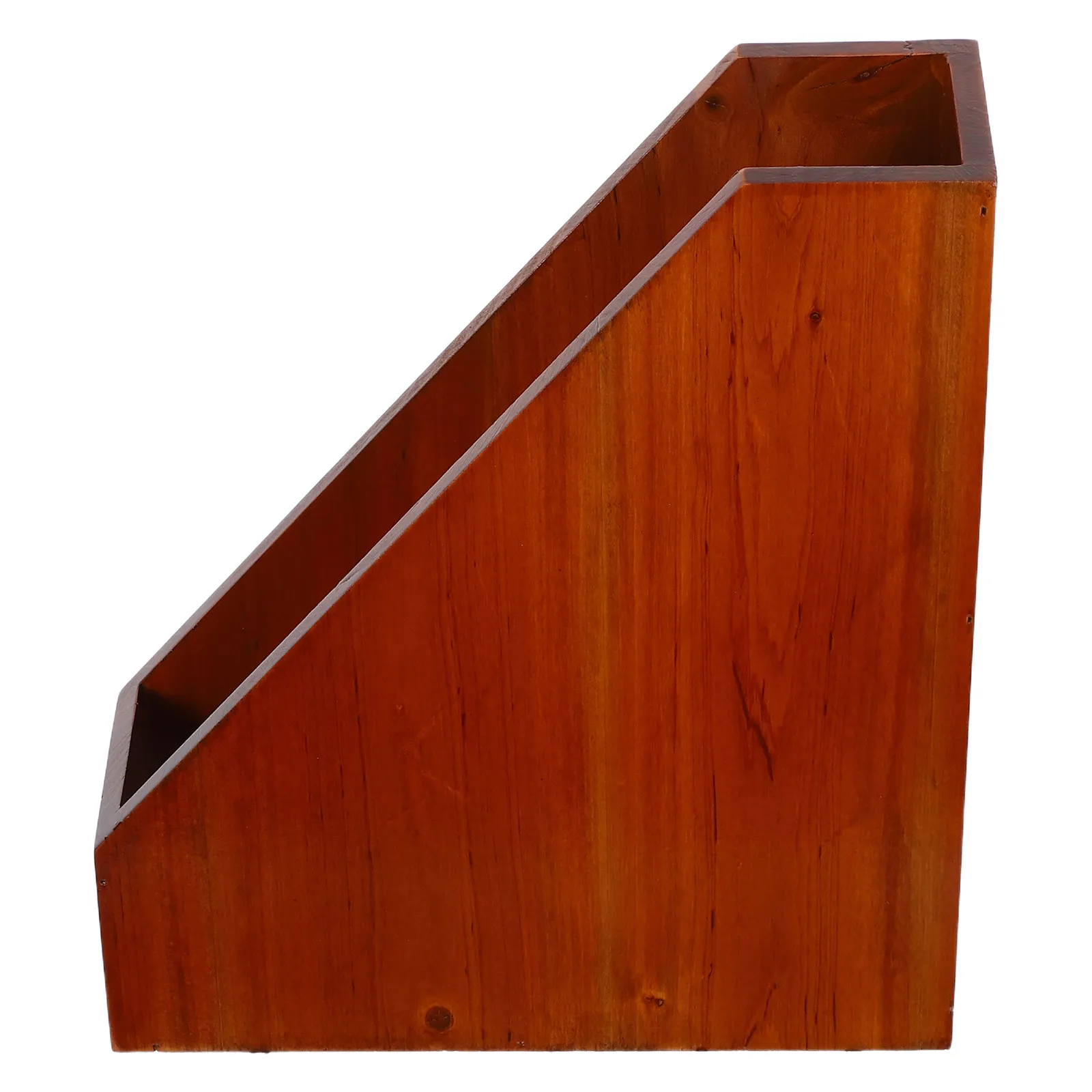 Wooden Rustic Desktop Shelf Organizer File Holder Book Magazine Sorter Sturdy Document Rack Office Desk Storage Bookshelf