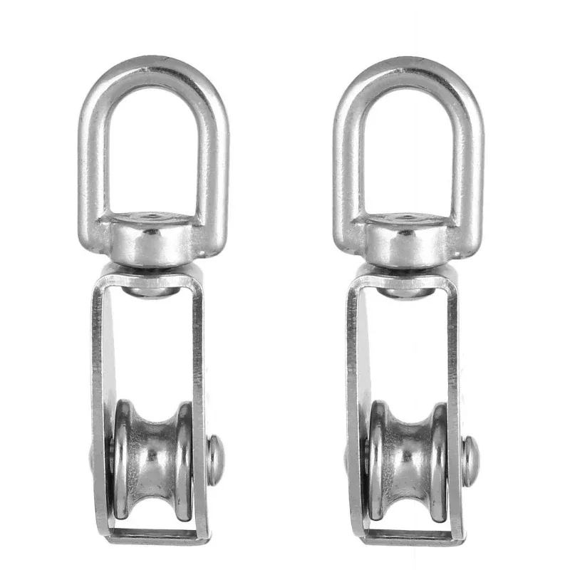 2PCS Heavy-Duty Stainless Steel M15 Marine Single Wheel Swivel Pulley Block Lifting Rope Pulley For Heavy Duty Cable Rope