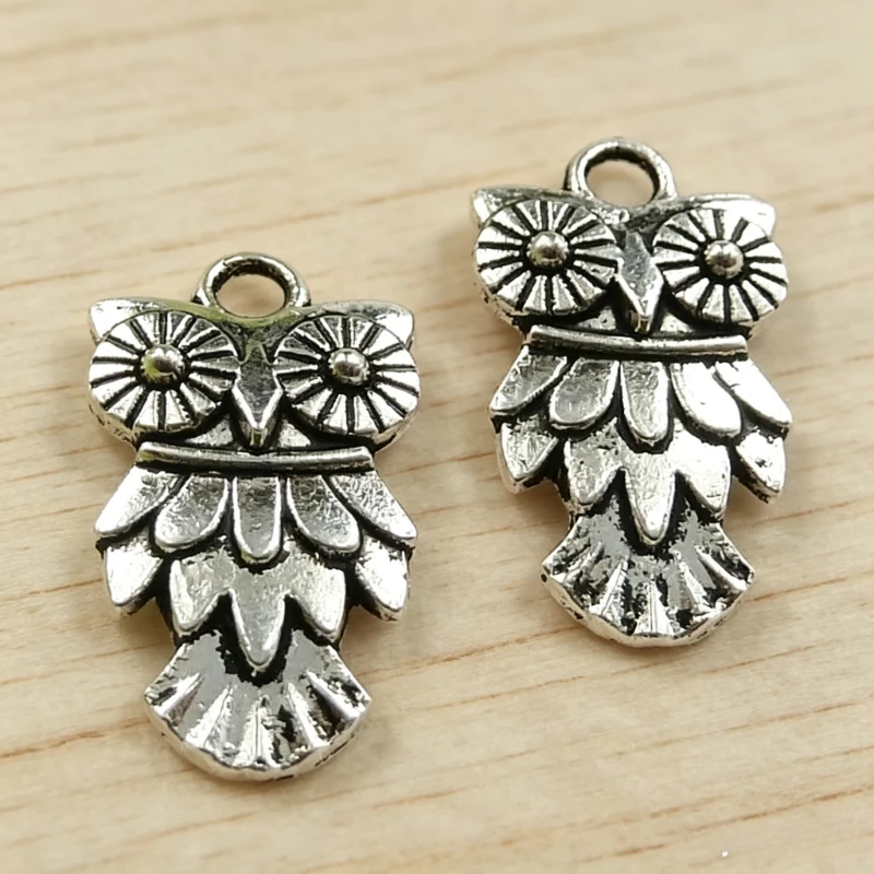 230 Stück antiksilberfarbene Eulen-Anhänger, 20 x 11 mm, für Halsketten, Armbänder, Ohrringe, Schmuckherstellung # 1379 – Detail 1