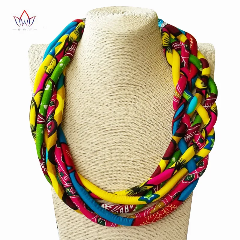 2023 New Style Choker Necklace For Women Rope Chain Statement Necklaces African Print Wax Multistrand Cotton Necklace BRW WYA074