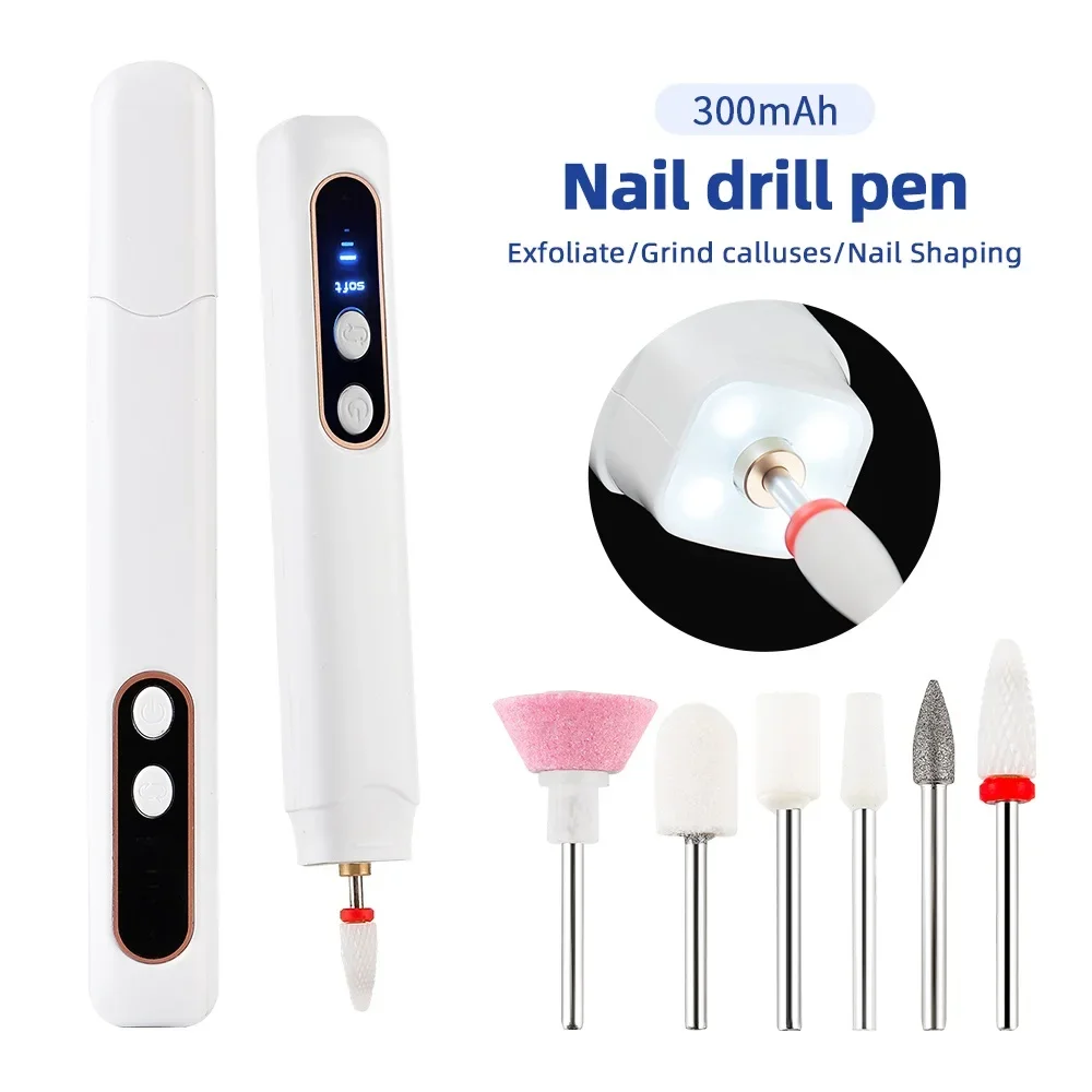 Mini penna per trapano per unghie Penna per lucidatura per unghie wireless Mini manipolo ricaricabile Fresa Lucidatore per manicure Dispositivo per rimozione gel UV