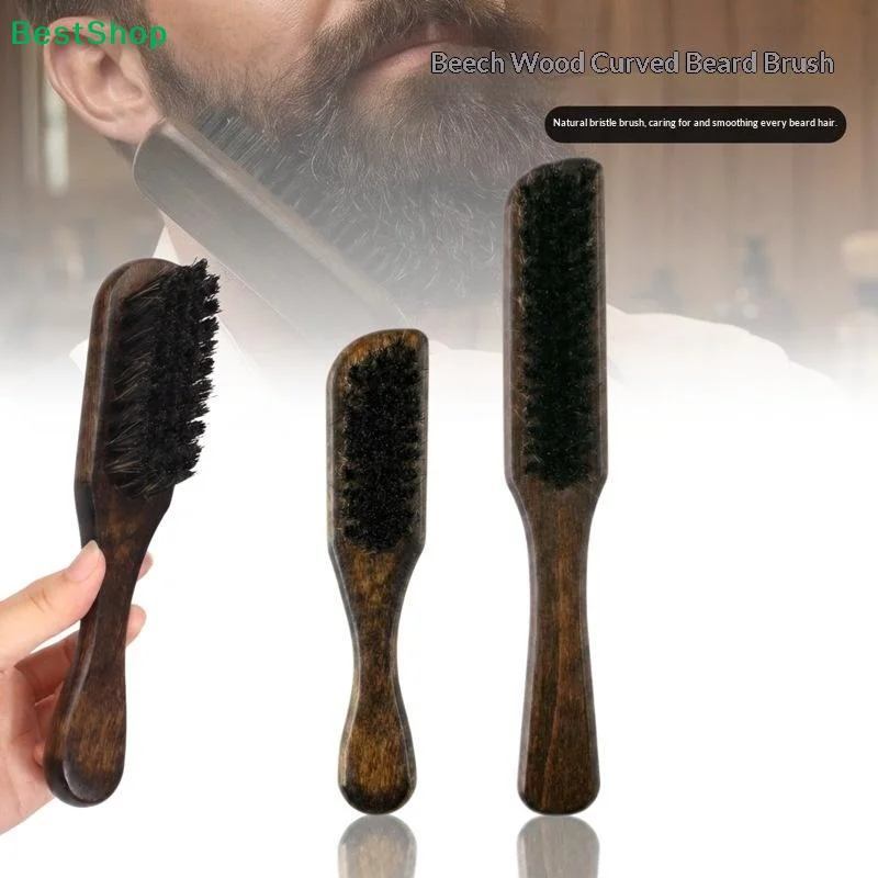 

☽Wood Handle Boar Bristle Beard Brush Shaving Tool Hair Brush Wooden Men Hair Stylist Mustache Brushes