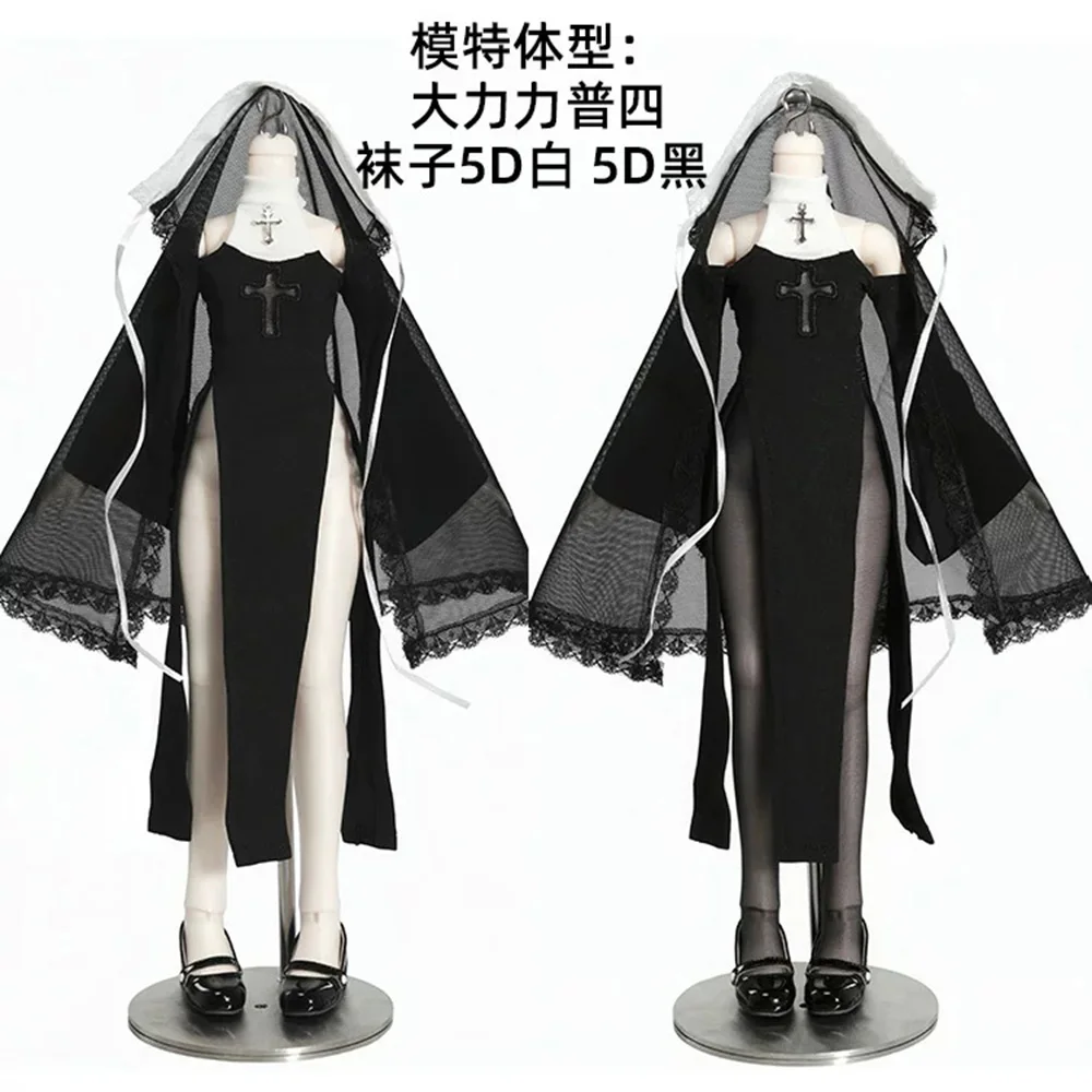1/4 1/3 Scale Nun Clothes Suit High Slit Dress Head Veil Stockings Accessroies for Normal/Big 4scale62 68 70 75 Uncle BJD Dolls