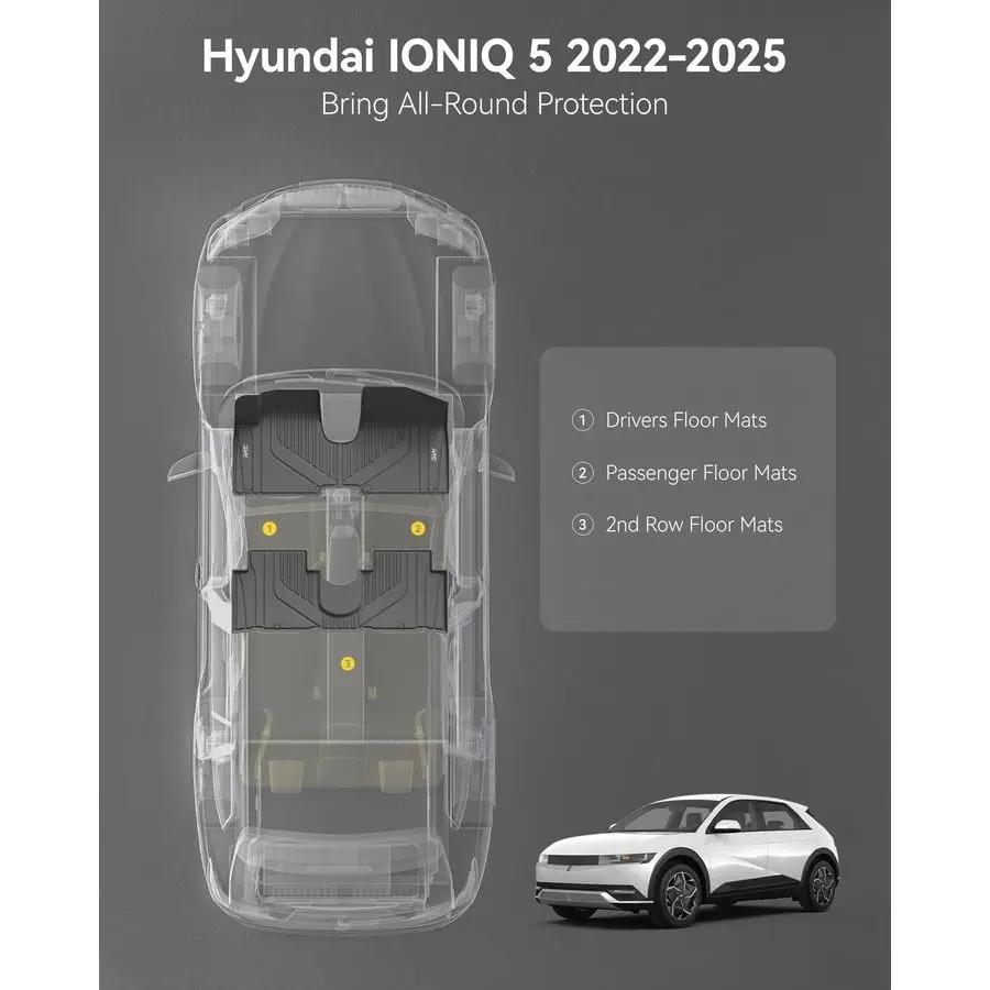 سجادات أرضية لسيارة Hyundai Ioniq 5 20222024 2025 فقط لوحدة التحكم غير المنقولة، سجادات أرضية مخصصة لجميع الأحوال الجوية لسيارة Hyundai Ioniq #3