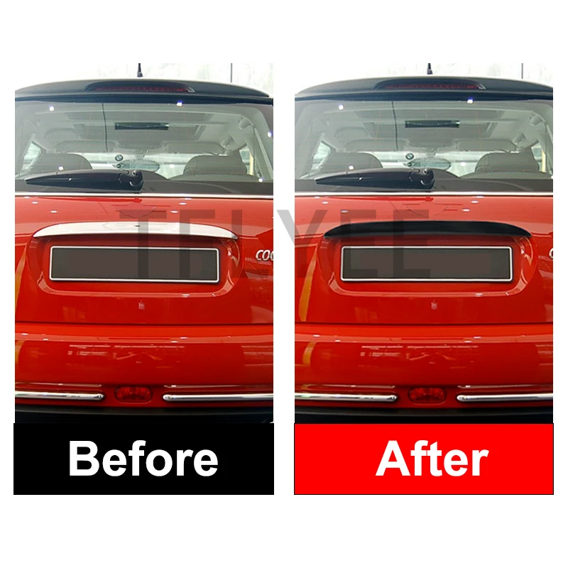 For MINI COOPER ONE R50 R52 R53 Car Trunk Handle Trim Cover Tailgate Rear Tail Door Decoration Strip Sticker Auto Accessories