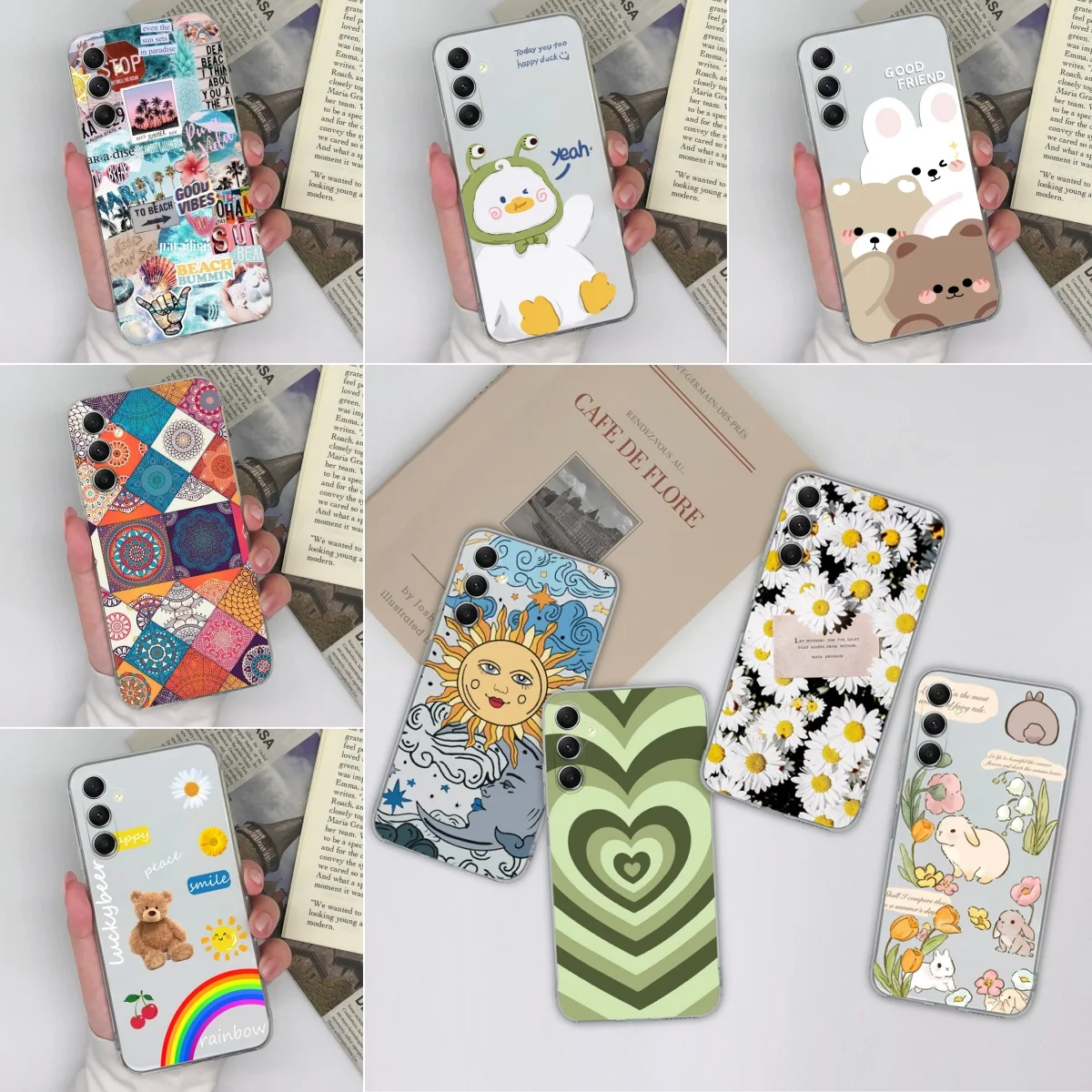 Coque For Samsung Galaxy A35 A55 5G Cute Rabbit Clear Soft Silicone Phone Case Shock Resistant Cover For SamsungA35 A 55 Fundas