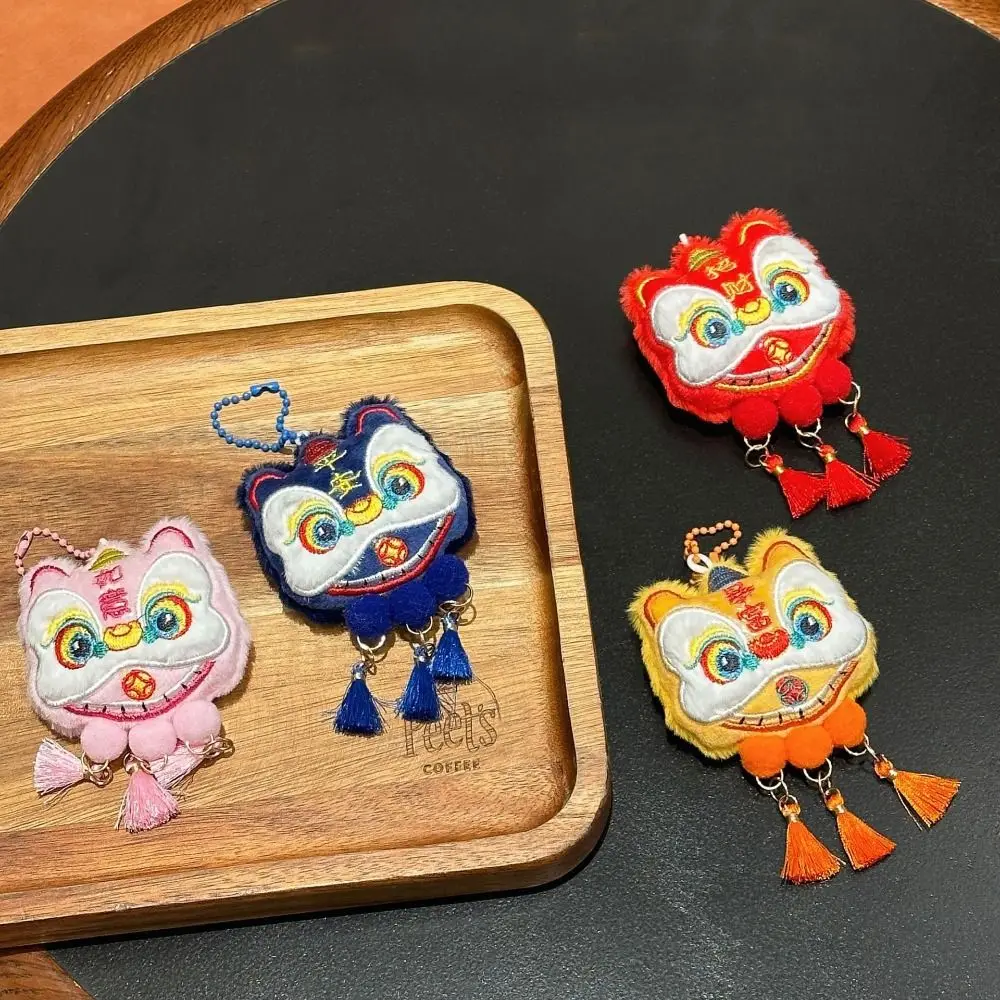 Chinese Style Lion Dance Tassels Pendant Year of Horse Cartoon New Year Zodiac Plush Doll Red Awakened Lion