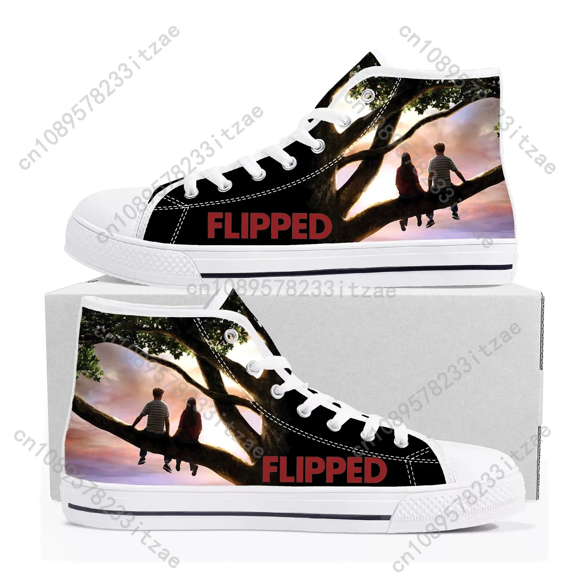 

Flipped Movie High Top Sneakers Mens Womens Teenager Canvas High Quality Sneaker Casual Custom Made Shoes Customize DIY Shoe