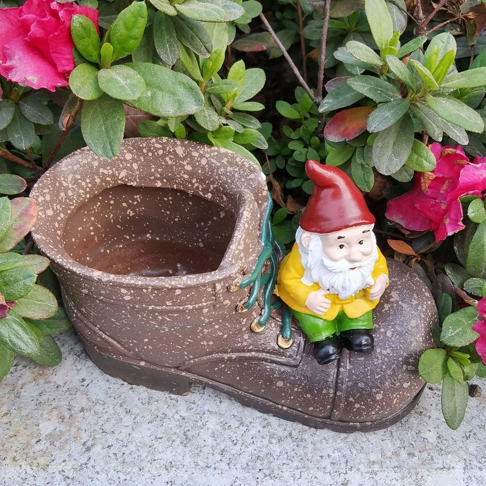 

Cartoon Shoes Dwarf Flower Pots Funny Handmade Planters Pot Waterproof Resin Crafts Pencil Holder Garden Courtyard Balcony