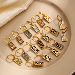 New Tarot Cards Chunky Hoop Earrings for Women Stainless Steel Original Tarot Queen Lover Magician Moon Drop Earrings Jewelry