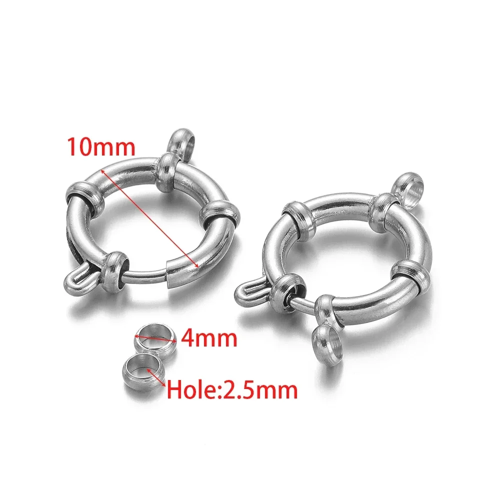 4 stks/partij Rvs Ronde Lente Sluitingen Haken met 8 Connectors voor DIY Sieraden Maken Armband Ketting Accessoires Bulk