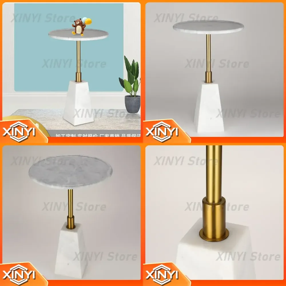 Small Round Table for Nordic Style Living Room Dining Room Marble Corner Design Light Luxury Groove Desktop Simple Edge Round