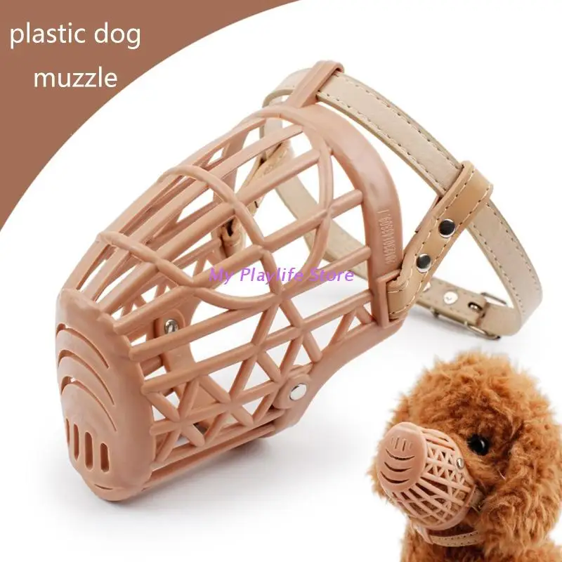 Dog Muzzles Breathable Hollow-out Plastic Muzzle Basket Stop Biting Barkings and Chewing for Small Medium Dogs Training 7 Size