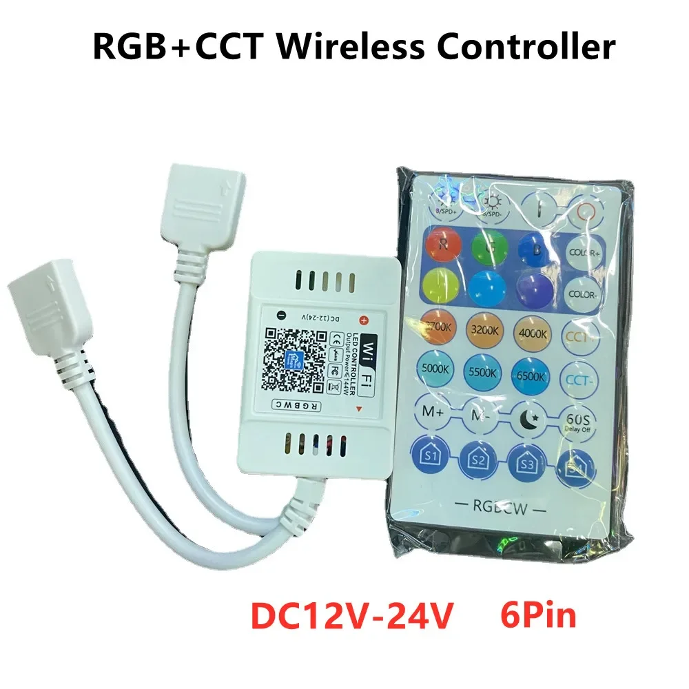 

16 миллионов цветов Wi-Fi 6 каналов RGBW/WW/CW светодиодный контроллер управление смартфоном режим музыки и таймера волшебный домашний светодиодный контроллер Wi-Fi