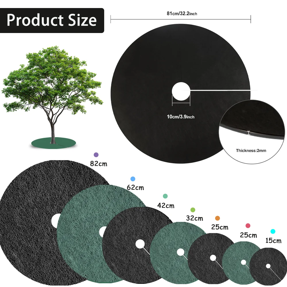 6pcs Tree Protection Weed Mats Protector Mat From Weeds Non-Woven Plant Cover Anti Grass Gardening Fabric Weed Control 15cm-82cm