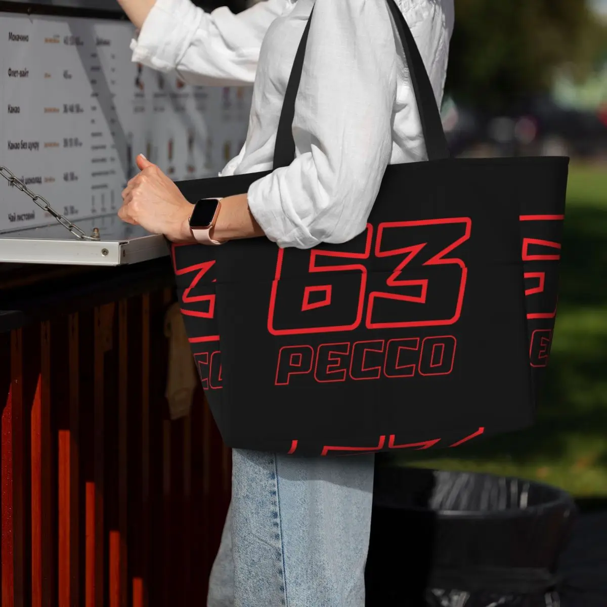 Pecco Bagnaia 63 Beach Tote Bag Sport Gym Yoga Duffle Large Tote Bag Women Travel Bag Fitness bag