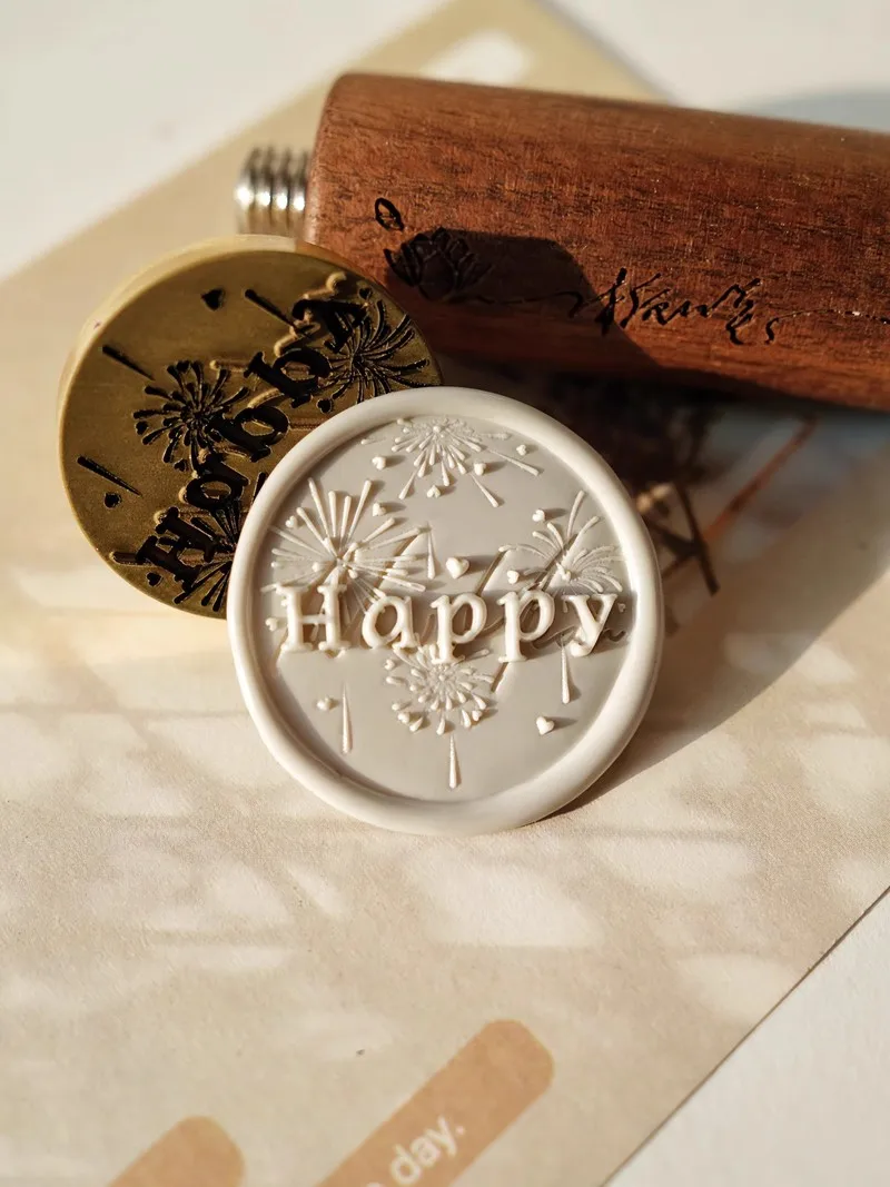 Fireworks Fire Seal Copper Head Multi-Layer 3D Laser Relief Envelope Invitation Wax Seal Stamp Handmade Diy Toy Children'S Stamp