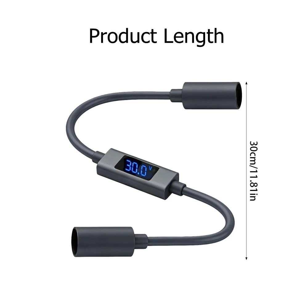 30CM Cable Adapter for Starlink Mini Extension Cable DC Male to DC Female with Current and Voltage Digital Display Waterproof