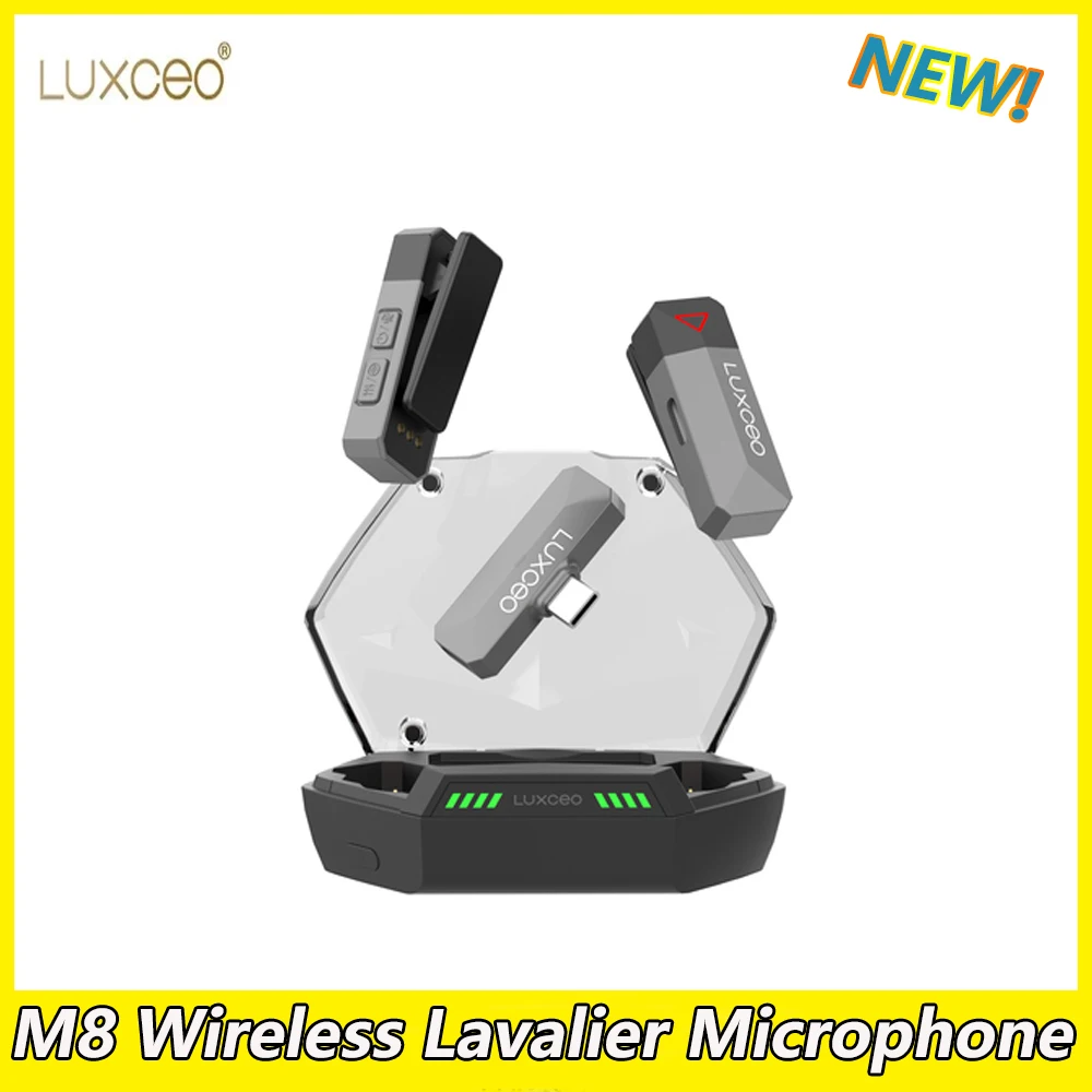

Luxceo M8 2.4G Wireless Lavalier Microphone Live Streaming Noise Canceling Radio Shooting Video For iPhone Android Recording