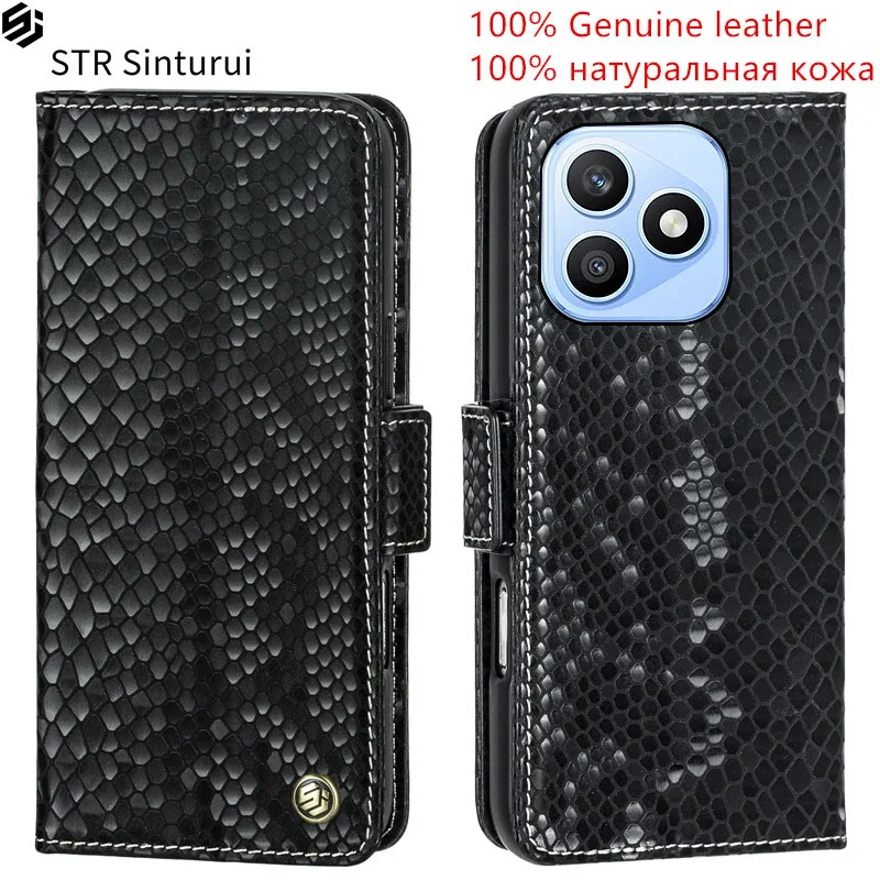 

STR 100% Genuine leather relief pattern card Slot Wallet Cover For Honor X8d X9d X6c X8c X9c X5b PIus Flip shockproof phone Case