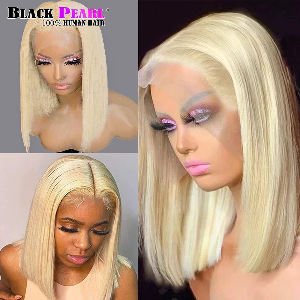 

613 Honey Blonde Colored Human Hair Wigs For Women Lace Front Human Hair Wigs Can Be Dyed Short Bob Straight Brazilian Wigs Sale