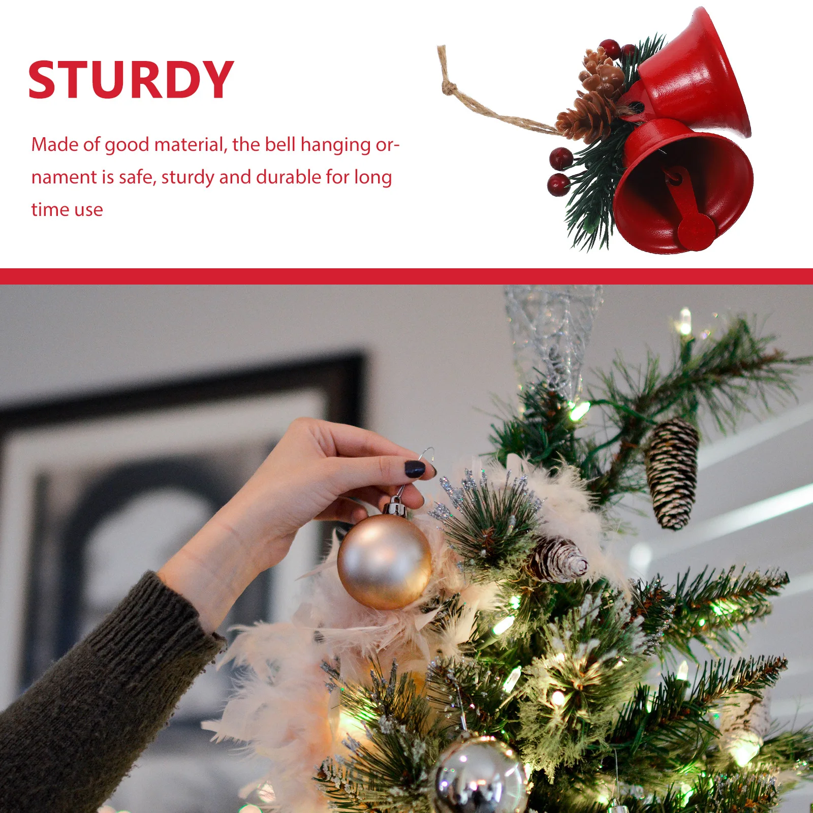 

6 Pcs Double Opening Metal Christmas Bells Pendant Bells Christmas Tree Hanging nament Xmas Decoration Home Accessories