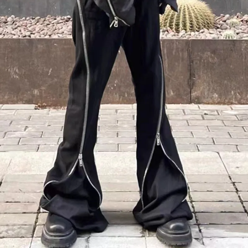 HKSH ربيع وصيف جديد الرجال المد الشرير شارع العليا RO ملابس داكنة متعددة سستة Y2K الجينز عادية مستقيم مضيئة صالح الدينيم السراويل HK4964