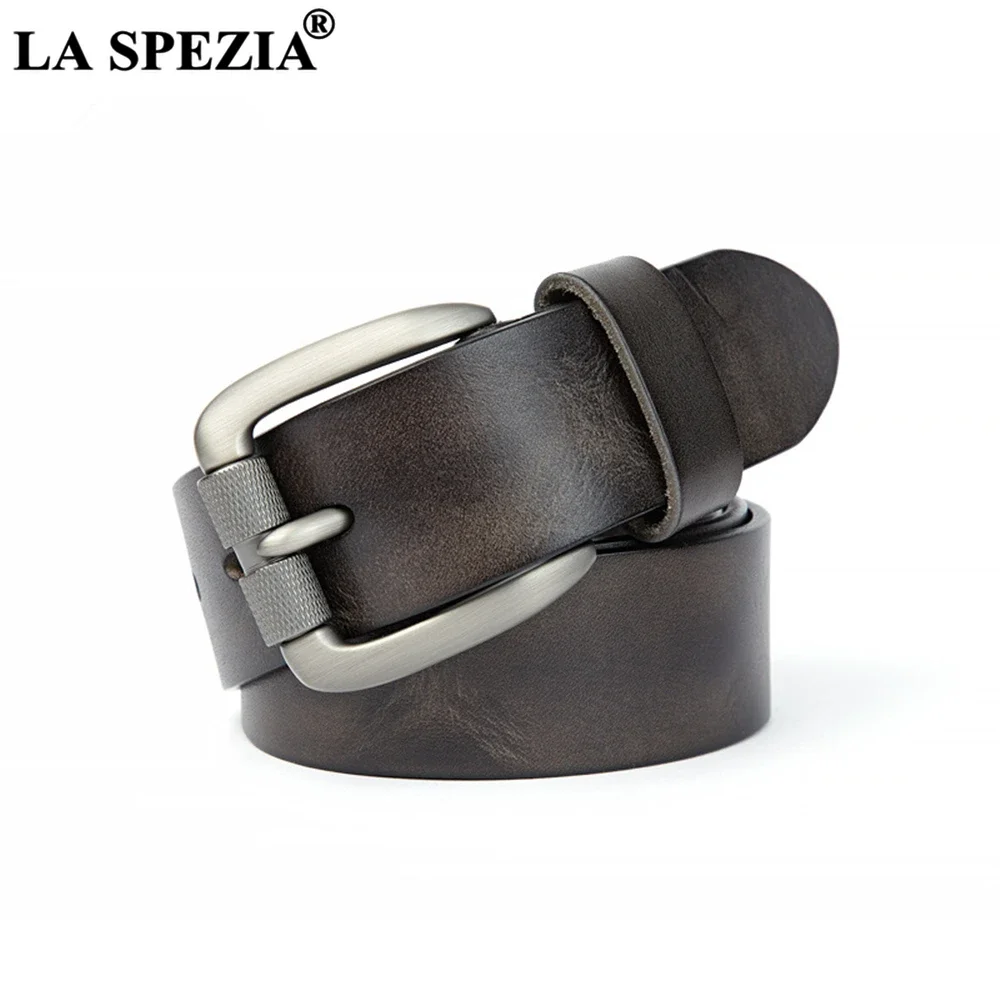 

LA SPEZIA Genuine Leather Belt Male Vintage Men Belt for Trousers Cofee Brown Italian Leather Men Casual High Quality Belt Black