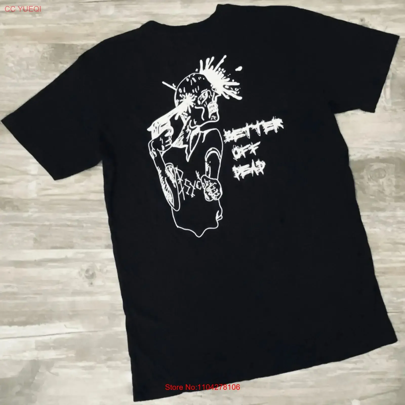 Psych T Shirt Better Off Dead Black Men s Size Large vintage Washed Slightly graphic homme Soft Stylish Breathable Casual