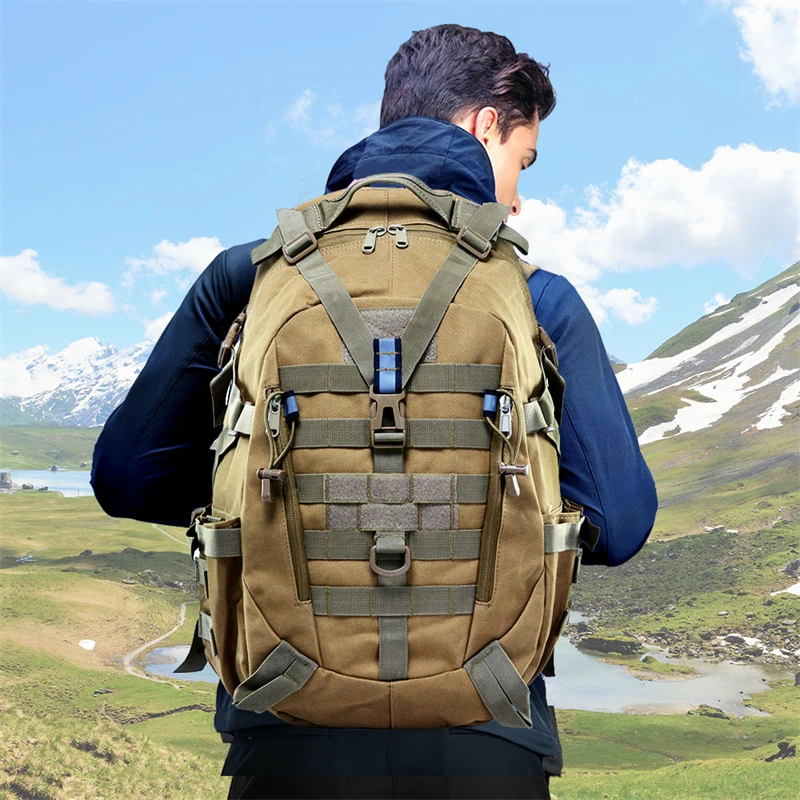 40L Camping Hiking Backpack Men Bag Travel Bags Molle System Climbing Rucksack Hiking Outdoor Reflective Shoulder Bag Mochila