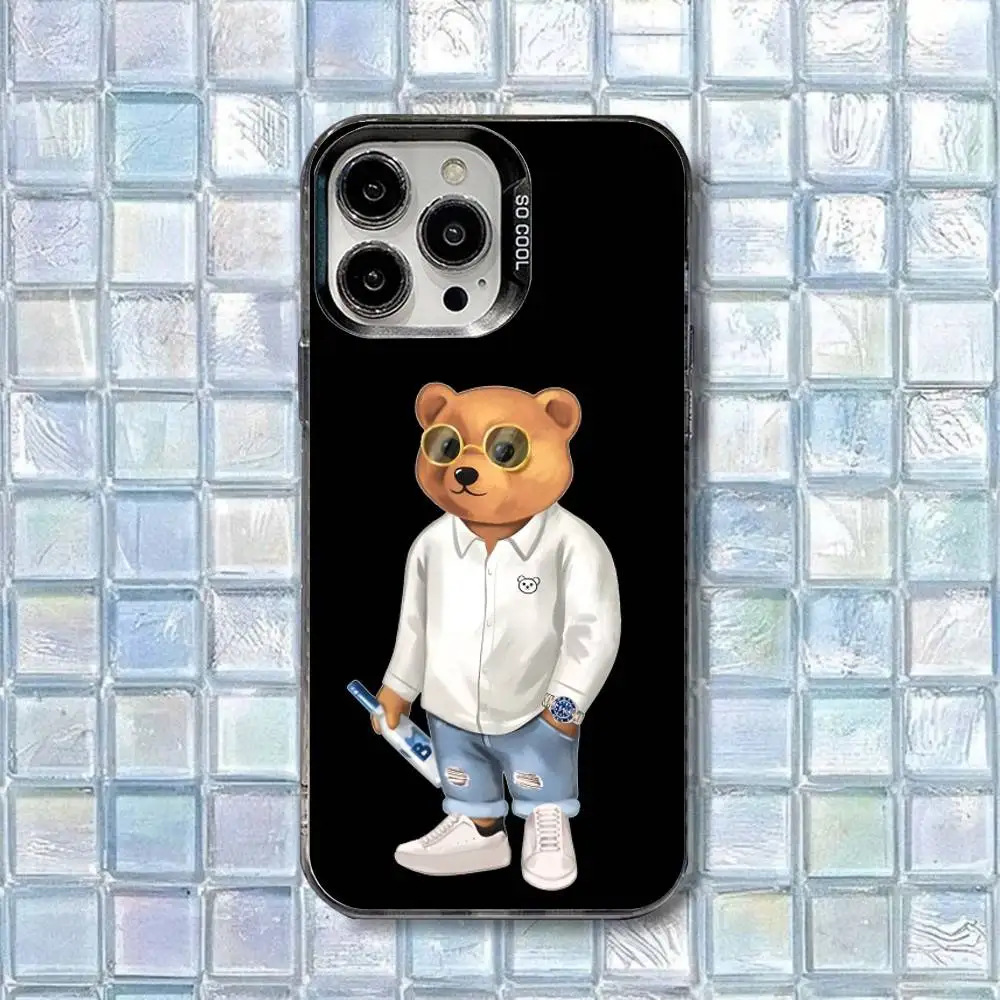 حافظة هاتف Be-Baron Filou Bear لهاتف iPhone 16,15,14,13,12,11,8,7,Pro,Max,Plus,Mini,XS,SE غطاء غير لامع مقاوم للصدمات