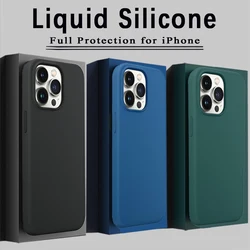 For iPhone 15 14 11 13 12 Pro X XR XS MAX Case Original Liquid Silicone Soft Cover For iPhone 8 7 5 6 Plus Shockproof Phone Case